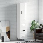 vidaXL Buffet haut Blanc brillant 34 5x34x180 cm Bois d'ingénierie