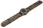 Montre classic bracelet leopard et cadran noir