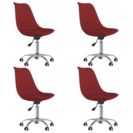 vidaXL Chaises pivotantes à manger lot de 4 Rouge bordeaux Tissu