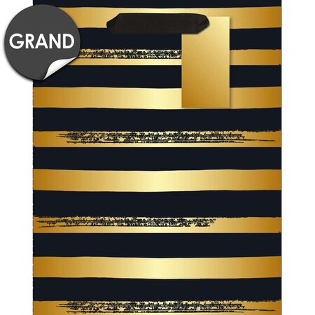 Sac cadeau grand format rayures noires et or - draeger paris