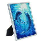 Tableau broderie diamant avec cadre Dauphins