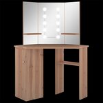 vidaXL Coiffeuse d'angle avec LED Chêne 111x54x141 5 cm