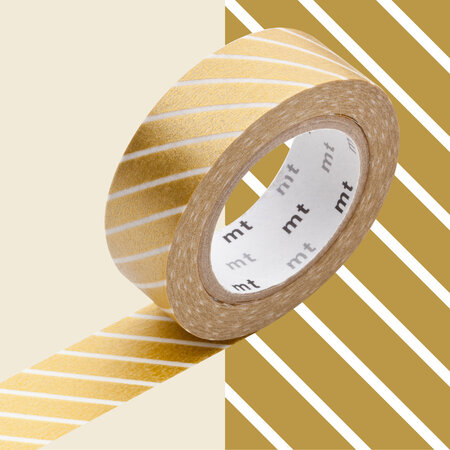 Masking Tape MT 1 5 cm Rayé or et blanc