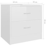 vidaXL Table de chevet Blanc brillant 40 x 30 x 40 cm Aggloméré