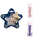 Kit pour biscuit en relief Étoile + 2 Stylos au chocolat rose pastel et violet