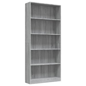 vidaXL Bibliothèque 5 niveaux Sonoma gris 80x24x175 cm