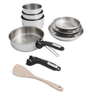 SITRAM Batterie de cuisine 10 pièces 16-18-20-24-28cm + 2 pinces amovibles tous feux dont induction