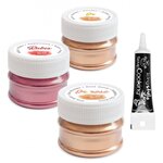 3 colorants alimentaires doré  argenté  cuivré + Stylo glaçage noir