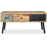 vidaXL Table basse Teck de récupération massif 90 x 65 x 40 cm