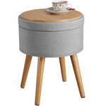 Tectake Tabouret avec coffre de rangement YARA aspect lin transformable - gris clair