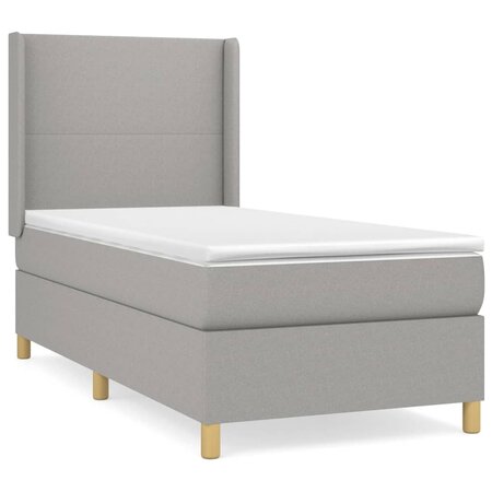 vidaXL Lit à sommier tapissier avec matelas Gris clair 90x200 cm Tissu