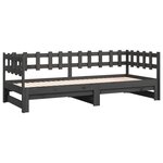 vidaXL Lit coulissant Gris 2x(80x200) cm Bois de pin massif