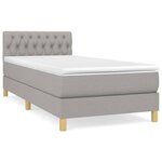 vidaXL Lit à sommier tapissier et matelas Gris clair 90x190 cm Tissu