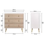 Commode KENT - 3 tiroirs  - Chene et blanc - L 80 x P 40 x H 80,5 cm