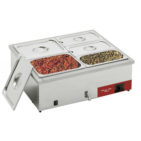 Bain-marie électrique à poser 2 cuves gn 1/1 avec robinet de vidange -  -