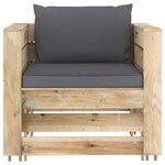 vidaXL Salon de jardin 2 Pièces avec coussins Bois imprégné de vert