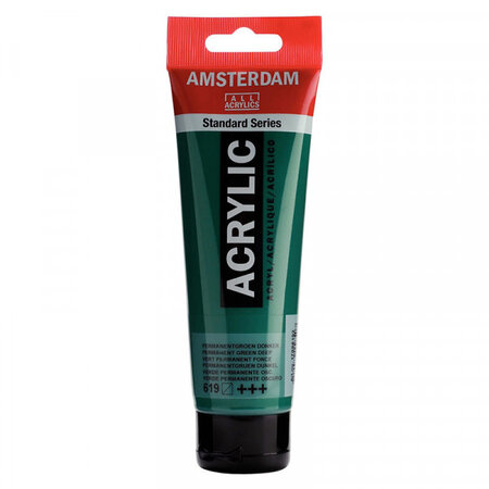 Peinture acrylique en tube - vert permanent foncé - 120ml - amsterdam
