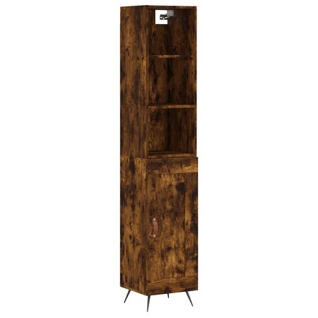 vidaXL Buffet haut Chêne fumé 34 5x34x180 cm Bois d'ingénierie