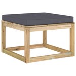 vidaXL Repose-pied de jardin avec coussin bois imprégné de vert
