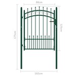 vidaXL Portail de clôture avec pointes Acier 100x125 cm Vert