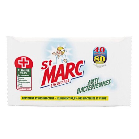 Lingettes nettoyantes antibactériennes - Paquet de 80 (paquet de 40)