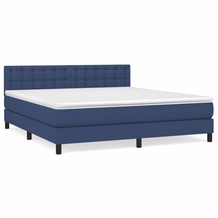 vidaXL Lit à sommier tapissier avec matelas Bleu 180x200 cm Tissu