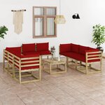 vidaXL Salon de jardin 9 Pièces avec coussins bois de pin imprégné