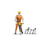 BRUDER - Figurine ouvrier avec accessoires de chantier - 10,7 cm
