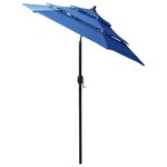 vidaXL Parasol à 3 niveaux avec mât en aluminium Bleu azuré 2 m