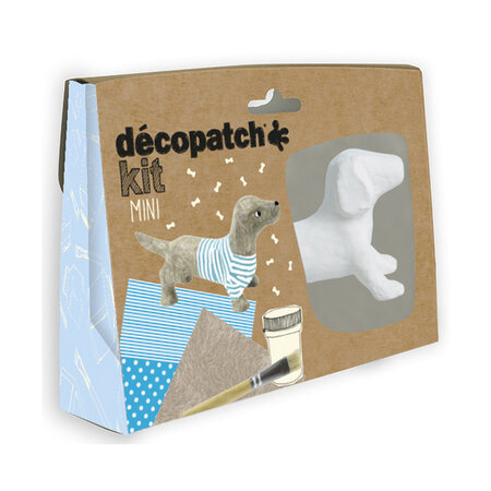 Mini kit décopatch teckel feuilles pinceau et vernis colle