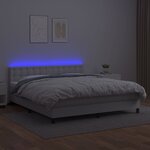 vidaXL Sommier tapissier et matelas et LED Blanc 180x200 cm Similicuir