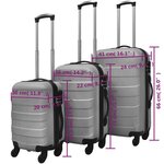 vidaXL Jeu de valises rigides 3 pièces Argenté 45 5/55/66 cm