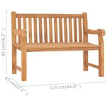 vidaXL Banc de jardin 114 cm Bois de teck solide