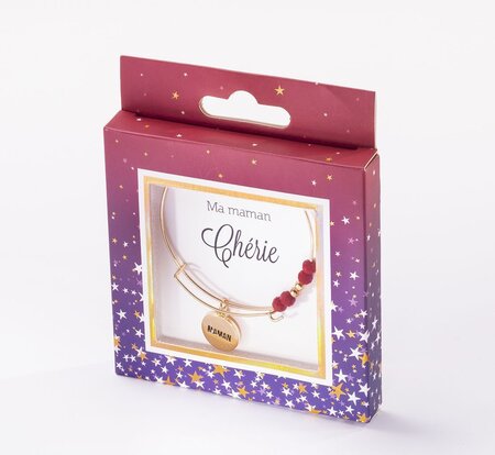 Bracelet maman avec perles rouges