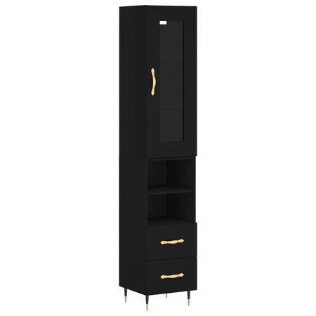 vidaXL Buffet haut Noir 34 5x34x180 cm Bois d'ingénierie