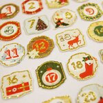 25 stickers pour calendrier de l'Avent - Paillettes dorées