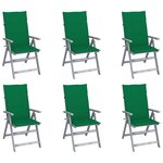 vidaXL Chaises inclinables de jardin 6 Pièces avec coussins Bois d'acacia