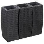 vidaXL Lits surélevés de jardin 3 Pièces Résine tressée Noir