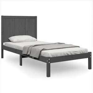 vidaXL Cadre de lit Gris Bois de pin massif 90x200 cm