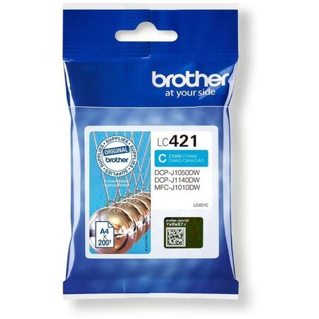 Brother - cartouche d'encre lc421c - cyan capacité standard de 200 pages - pour dcp-j1050dw  mfc-j1010dw et dcp-j1140dw