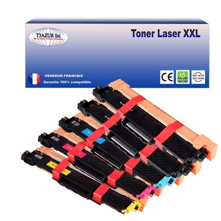 5 Toners compatibles avec TN247 pour Brother DCP-L3510CDW, L3550CDW - T3AZUR