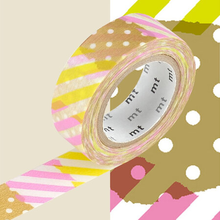 MT 1P Motif pois-rayures anis rose tsugihagi I