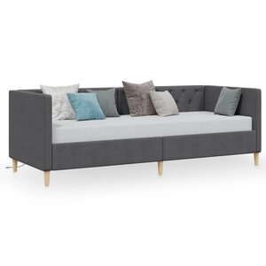 vidaXL Lit avec matelas et éclairage USB Gris foncé Tissu 90x200 cm