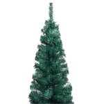 vidaXL Sapin de Noël artificiel mince pré-éclairé et boules vert 210cm