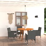 vidaXL Ensemble de salle à manger de jardin 5 Pièces Noir