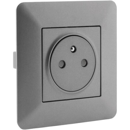 Prise de courant affleurante 2P+T 16A simple Titanium - Artezo
