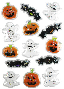 Sticker 3D Halloween pailleté 2 6 à 4 8cm 14 pièces