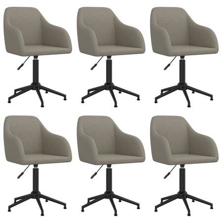 vidaXL Chaises pivotantes à manger lot de 6 gris clair velours