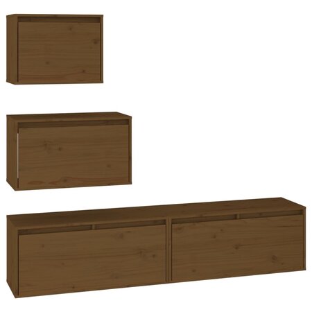 vidaXL Meubles TV 4 Pièces Marron miel Bois massif de pin