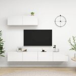 vidaXL Meubles TV 3 Pièces Blanc brillant Aggloméré